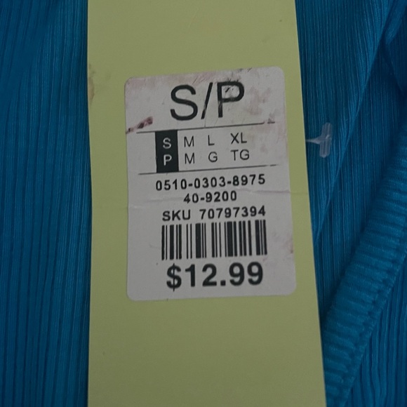 Blue small brand new with tags nwt v-neck ribbed long sleeved women’s top - Picture 2 of 6